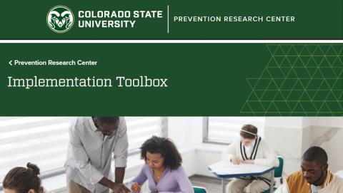 Screen snapshot from Colorado State University, Prevention Research Center's Implementation Toolbox webpage